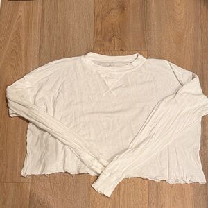 Brandy Melville White Long Sleeve waffle knit top